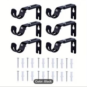 (6) Heavy-duty Adjustable Curtain Rod Bracket  NIB